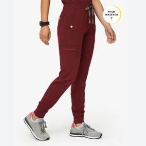 Figs Zamora High Waisted Jogger Scrub Pants - XS Petite / Burgundy